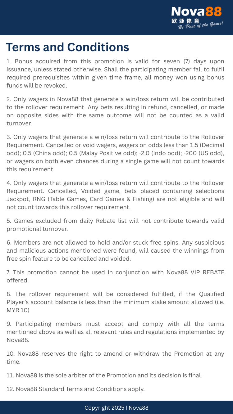 Terms and Conditions Nova88