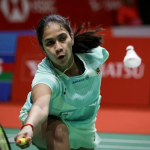 Uber Cup 2026 Knockout featuring K Letshanaa in a deep defensive lunge.