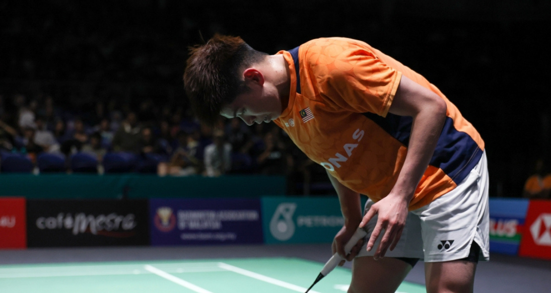 World Team Championship player Jun Hao reacting to a shock defeat in Denmark.