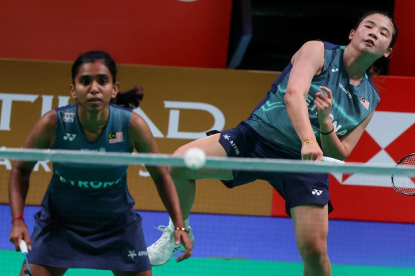 Thinaah M- Ong Xin Yee of badminton Malaysia in action during Uber Cup 2026 Group B match against Turkey