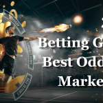 A professional badminton player smashing a flaming shuttlecock, with digital overlays showing 2026 betting odds, markets like Match Winner and Handicap, and a golden trophy background.