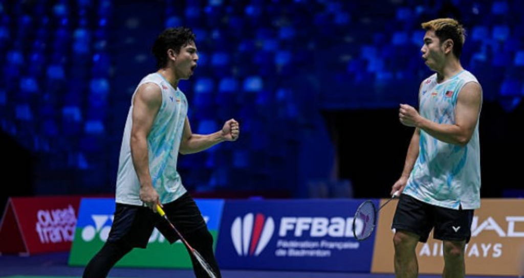 Malaysian Masters 2026 featuring the explosive on-court celebration of Sze Fei and Izzuddin.