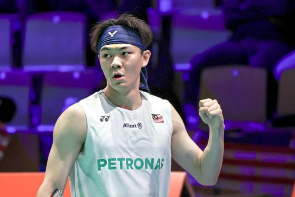 National Training Partnership star Lee Zii Jia displaying intense spartan resolve on court.