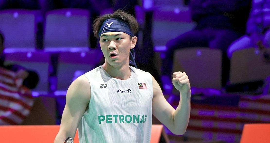 National Training Partnership star Lee Zii Jia displaying intense spartan resolve on court.