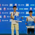 Junior Elite Tour Finals featuring Under-16 boys singles champion Chong Lee Qian on the podium.