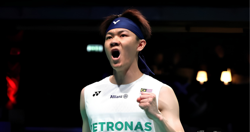 US Open campaign featuring Lee Zii Jia celebrating a winning start in Fullerton.