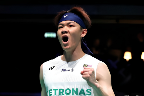 US Open campaign featuring Lee Zii Jia celebrating a winning start in Fullerton.