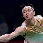US Open campaign featuring Lee Zii Jia executing a full-extension forehand lunge.