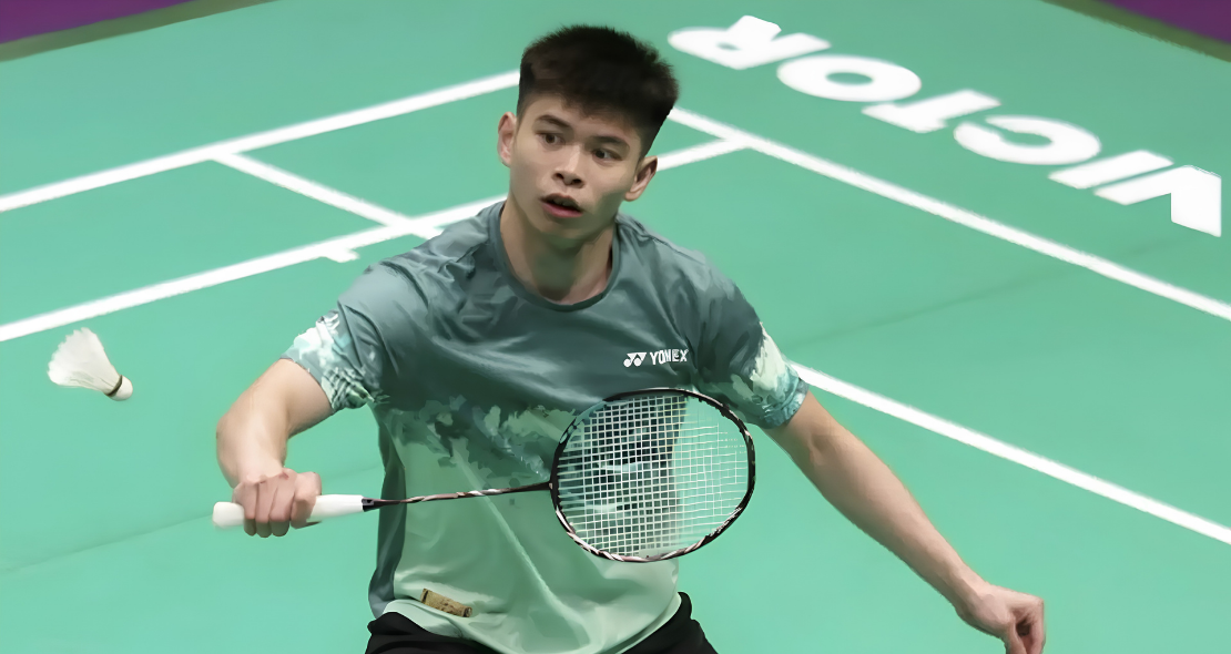 Japan Open campaign featuring Malaysian singles player Leong Jun Hao in action.