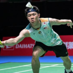 Zii Jia Taiwan Open showing Lee Zii Jia lunging low to play a forehand shot.