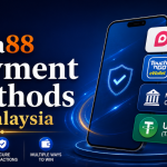 Nova88 Payment Methods in Malaysia banner featuring bold Georgia-style typography on the left and secure payment options on the right, including DuitNow, Touch 'n Go eWallet, Malaysian Online Banking, and USDT (TRC-20), with a modern smartphone illustration and secure digital payment theme.