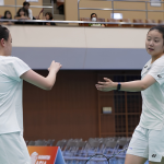 Asian Junior Championships featuring Low Zi Yu and Genevie Lim celebrating on court.