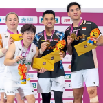 Taiwan Open Campaign showing Aaron Chia, Aaron Tai, Daniel Marthin, and Leo Rolly Carnando on the podium.