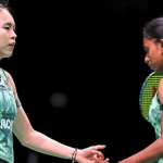 Pearly Tan Injury Recovery showing Pearly Tan and M Thinaah connecting on the green court.