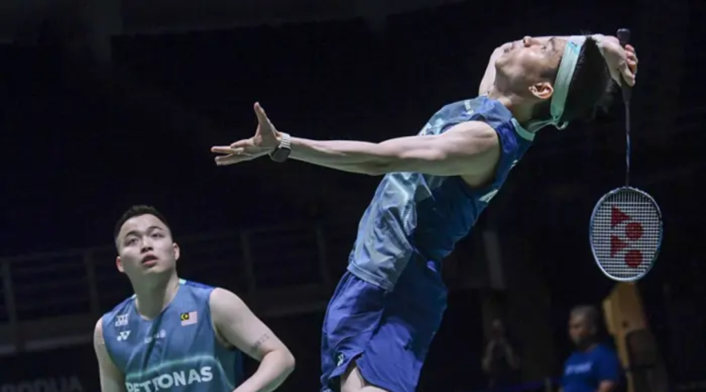 Aaron Chia and Soh Wooi Yik during the BWF World Championships 2026 as Malaysia's fourth-seeded men's doubles pair.