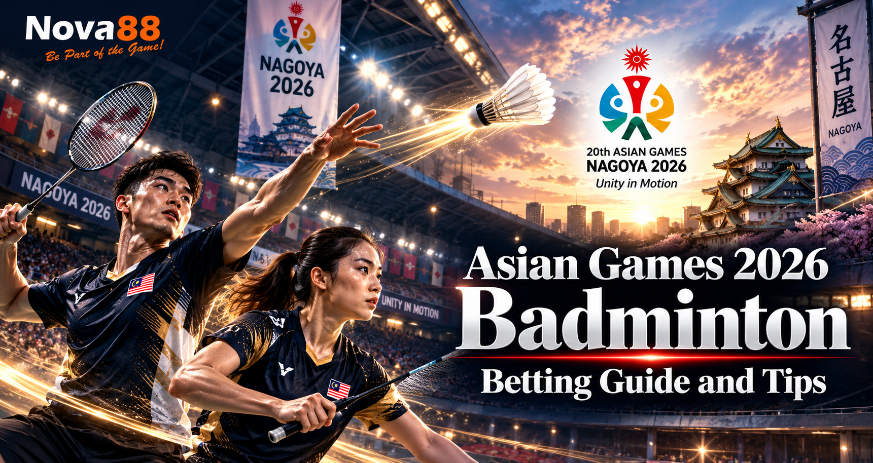 Asian Games 2026 badminton betting guide featuring Malaysian badminton players in Nagoya