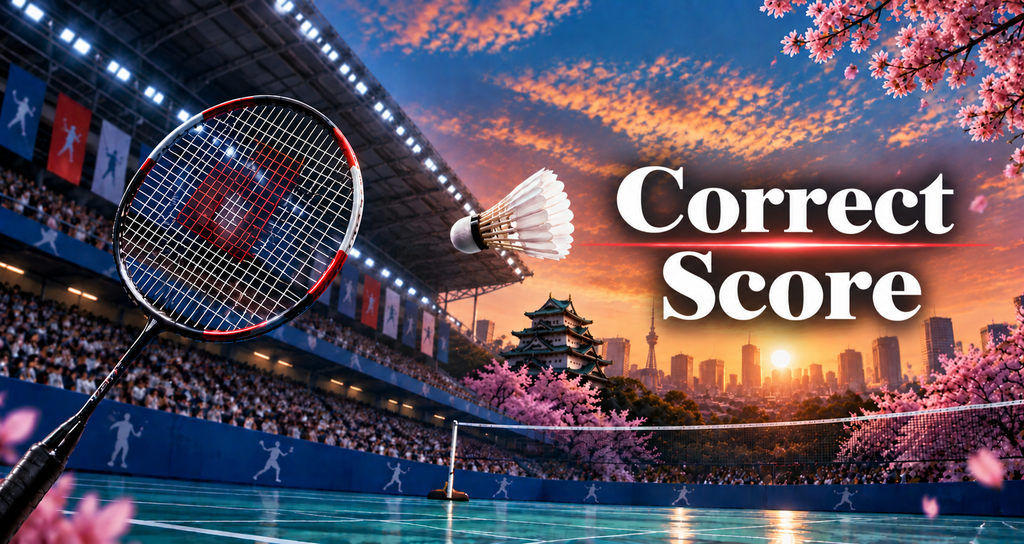 Asian Games 2026 badminton Correct Score betting market with badminton racket and shuttlecock