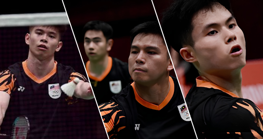 Leong Jun Hao, Goh Sze Fei, Nur Izzuddin Rumsani, and Justin Hoh featured in match action during the Asian Games men's team tie.