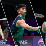 Justin Hoh, Leong Jun Hao, and Eogene Ewe featured in match action in their Malaysian national team jerseys.