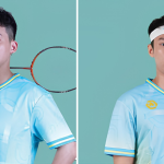 Teo Ee Yi and Chia Weijie pose in studio profile portraits wearing matching light blue jerseys.